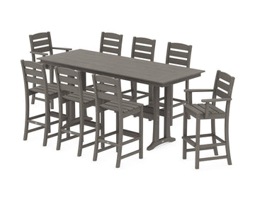 Lakeside 9-Piece Farmhouse Bar Set with Trestle Legs