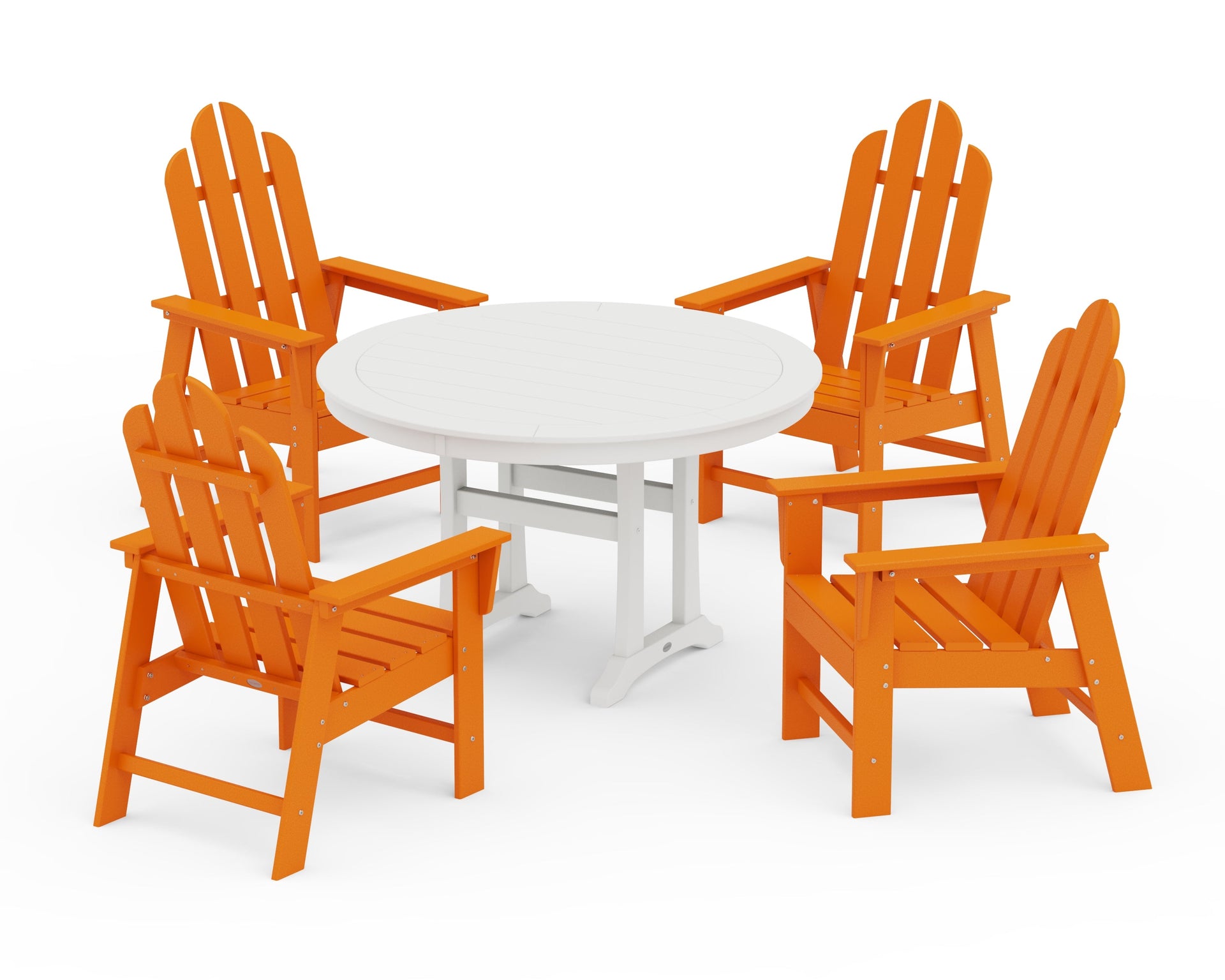 Long Island 5-Piece Round Dining Set with Trestle Legs