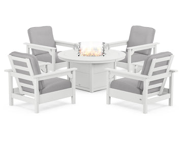 Club 5-Piece Conversation Set with Fire Pit Table
