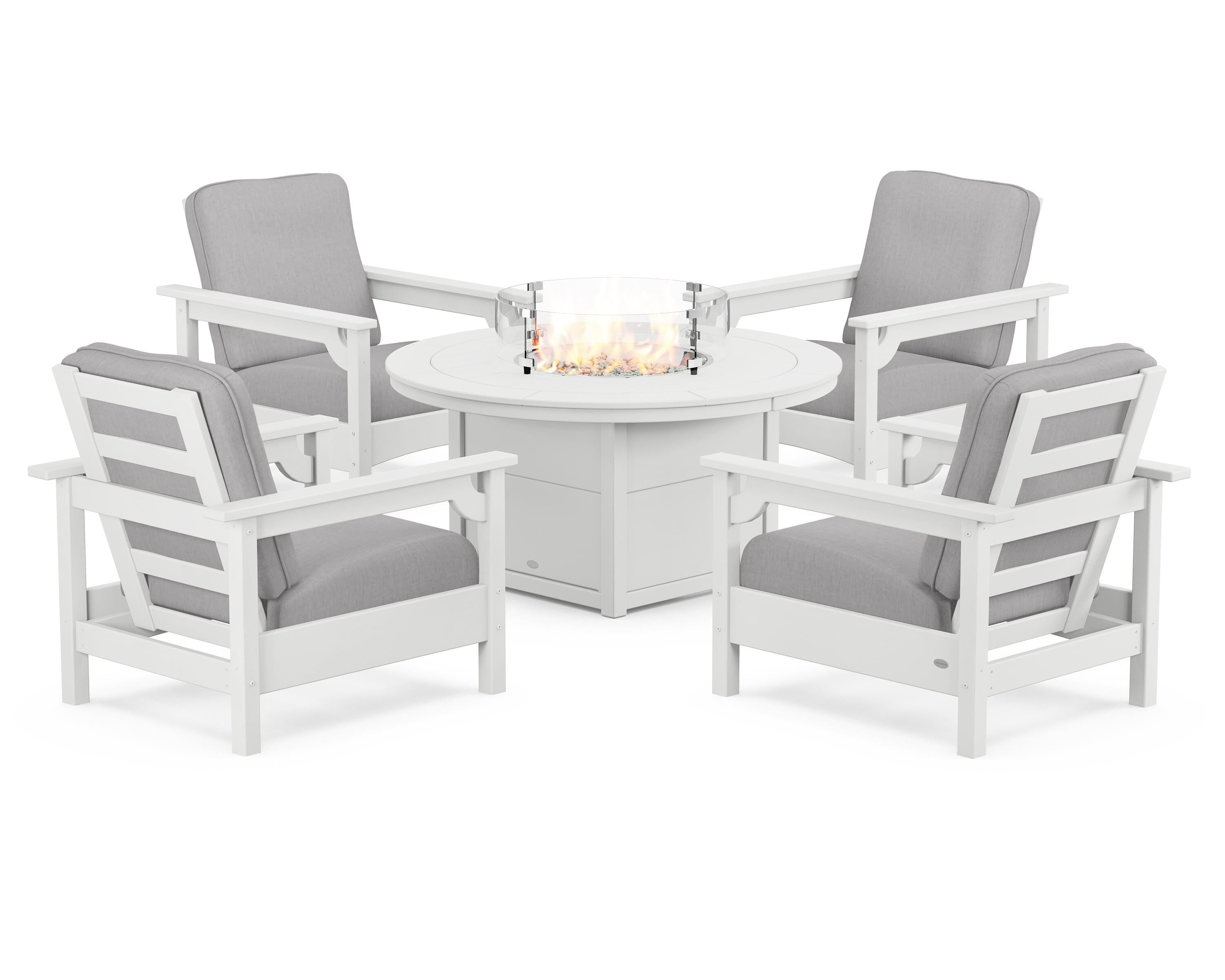 Club 5-Piece Conversation Set with Fire Pit Table