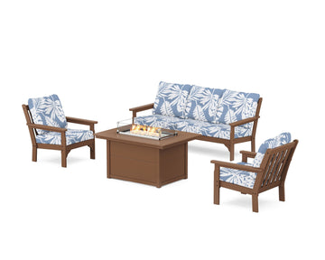 Vineyard Deep Seating Fire Pit Table Set