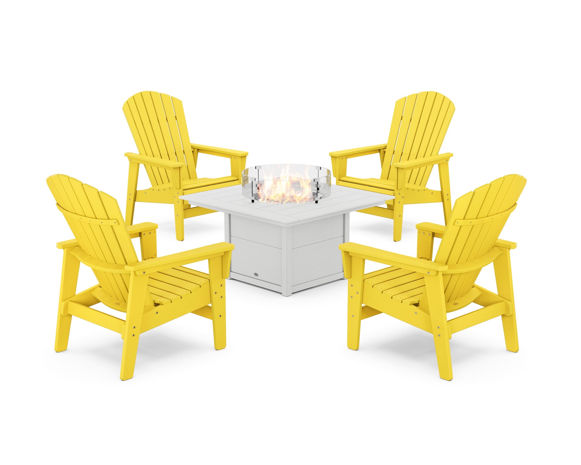 5-Piece Nautical Grand Upright Adirondack Conversation Set with Fire Pit Table