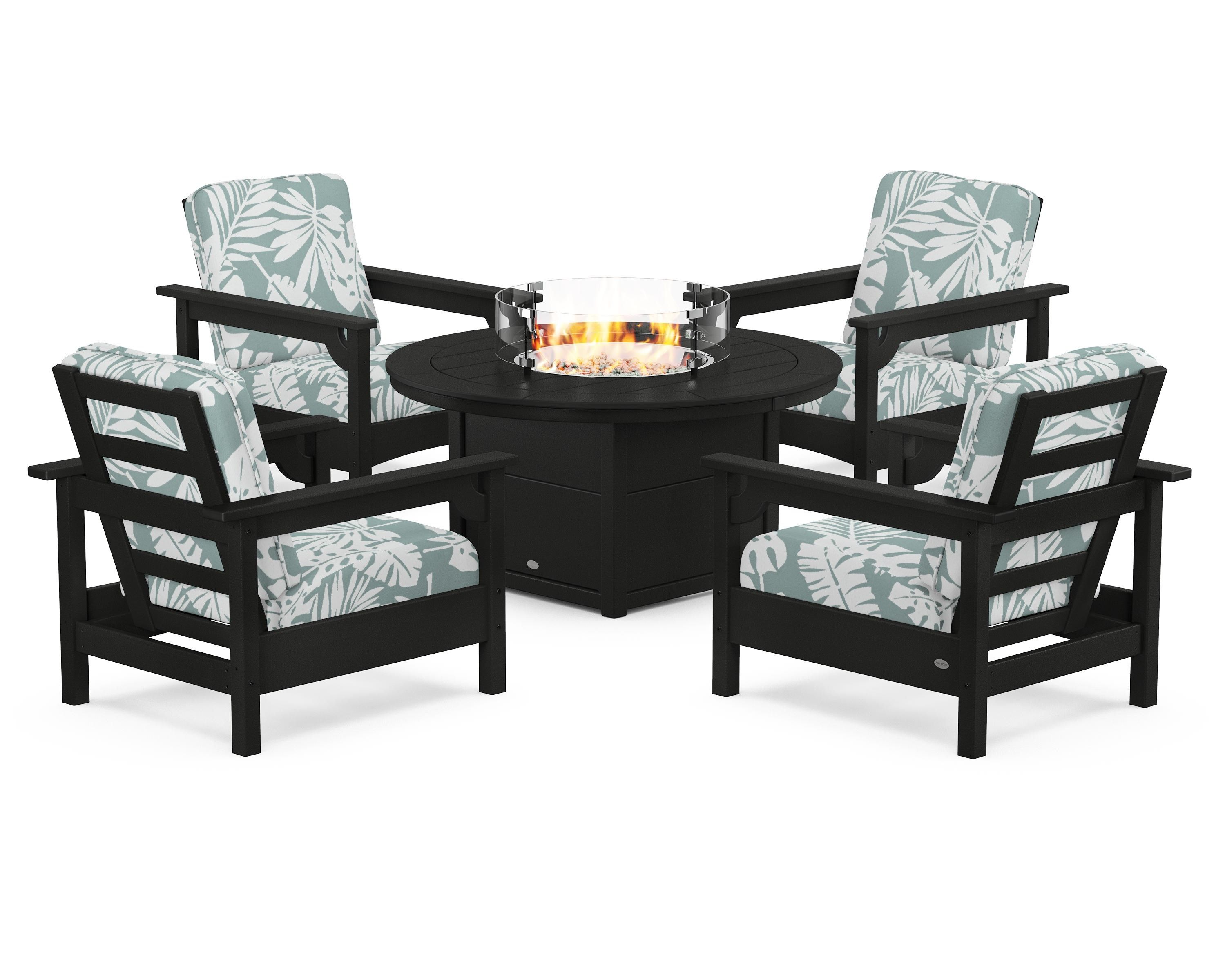 Club 5-Piece Conversation Set with Fire Pit Table