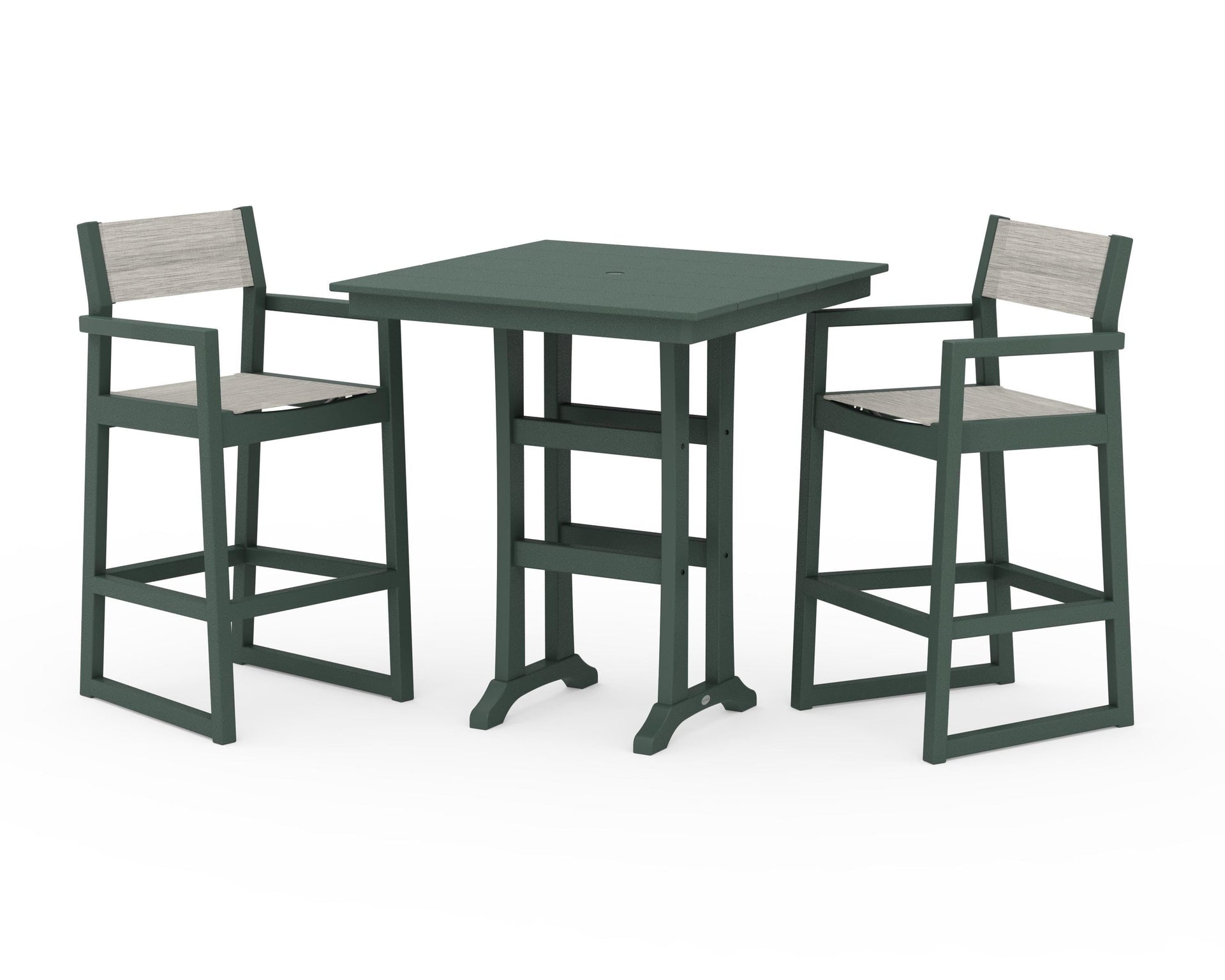 EDGE Sling Arm Chair 3-Piece Farmhouse Bar Set with Trestle Legs