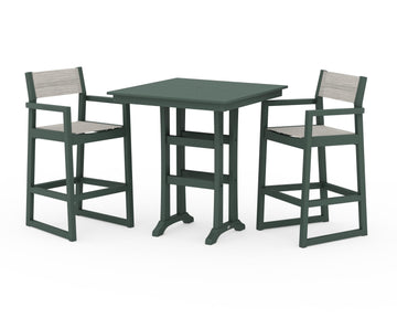 EDGE Sling Arm Chair 3-Piece Farmhouse Bar Set with Trestle Legs