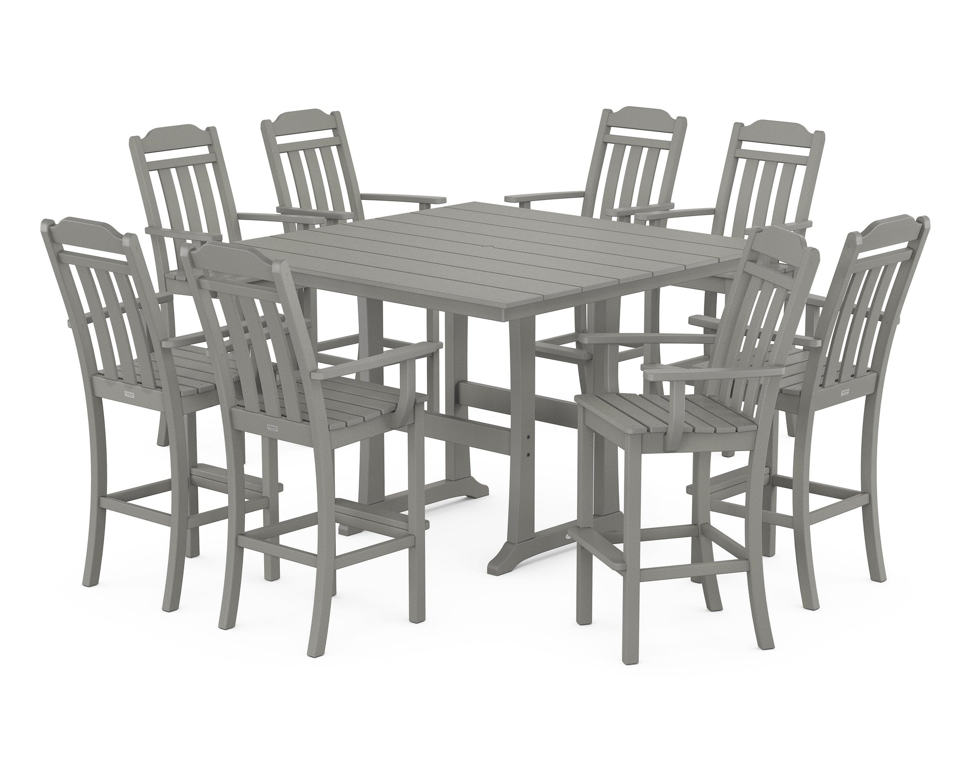 Cottage 9-Piece Farmhouse Bar Set with Trestle Legs
