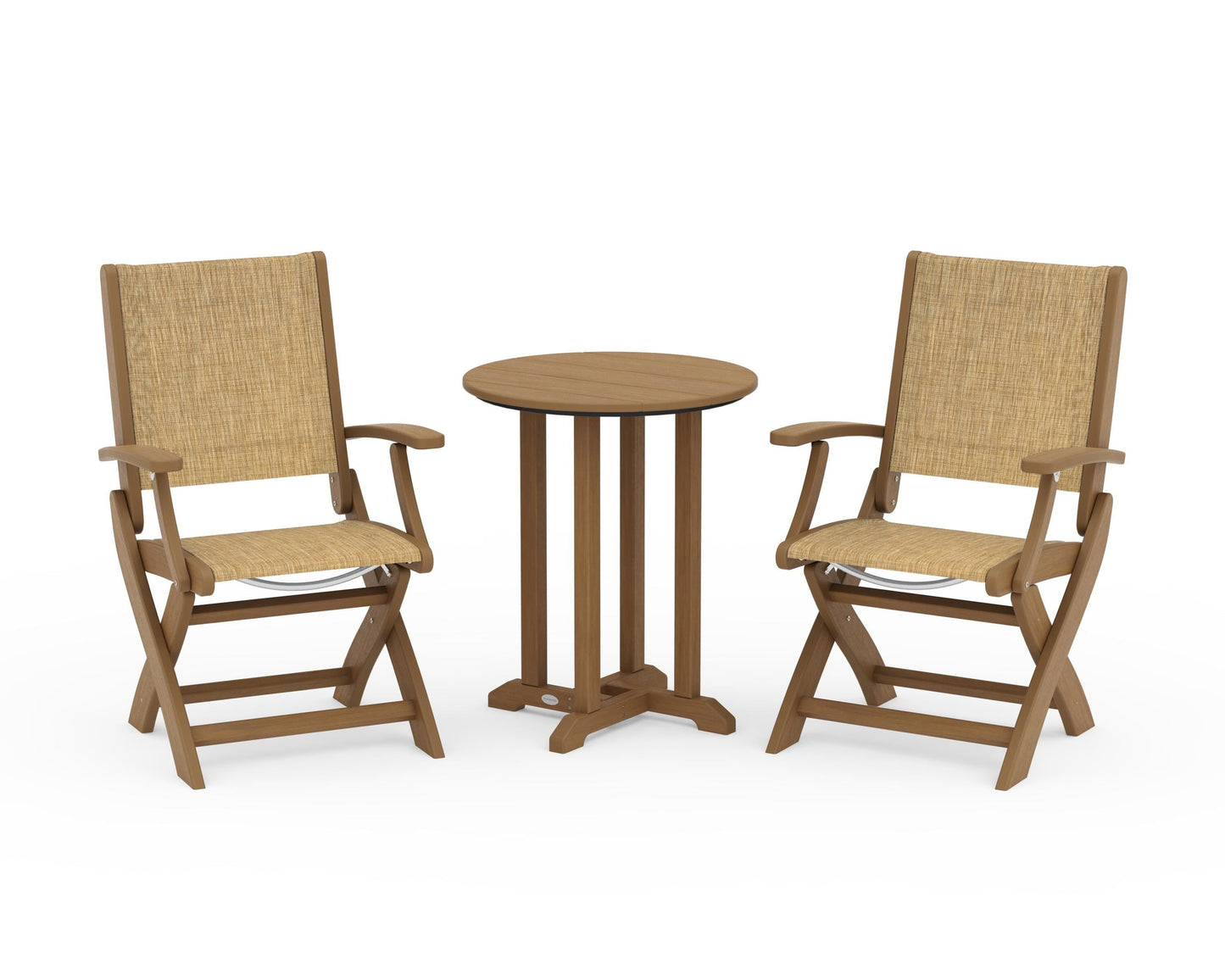 Coastal Folding 3-Piece Round Bistro Dining Set