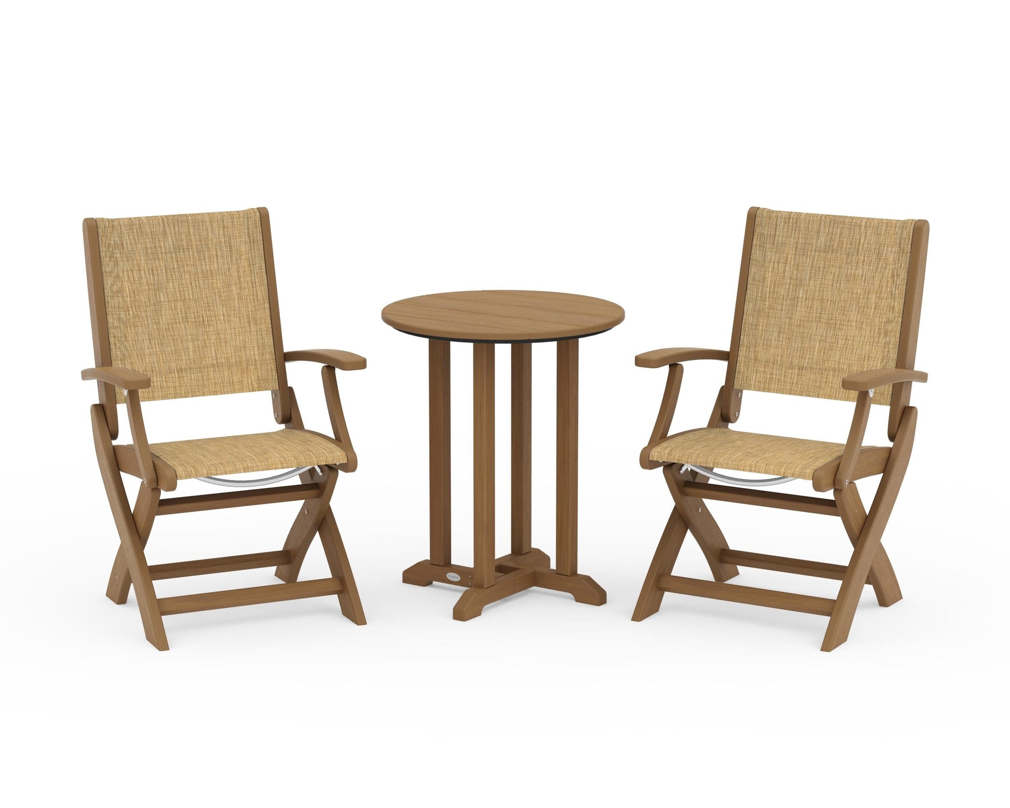 Coastal Folding 3-Piece Round Bistro Dining Set