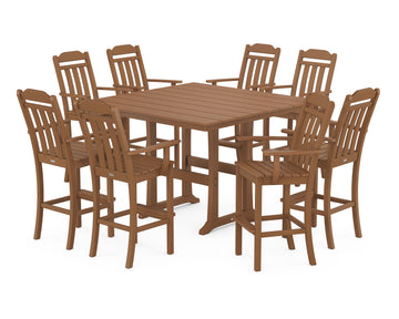 Cottage 9-Piece Farmhouse Bar Set with Trestle Legs