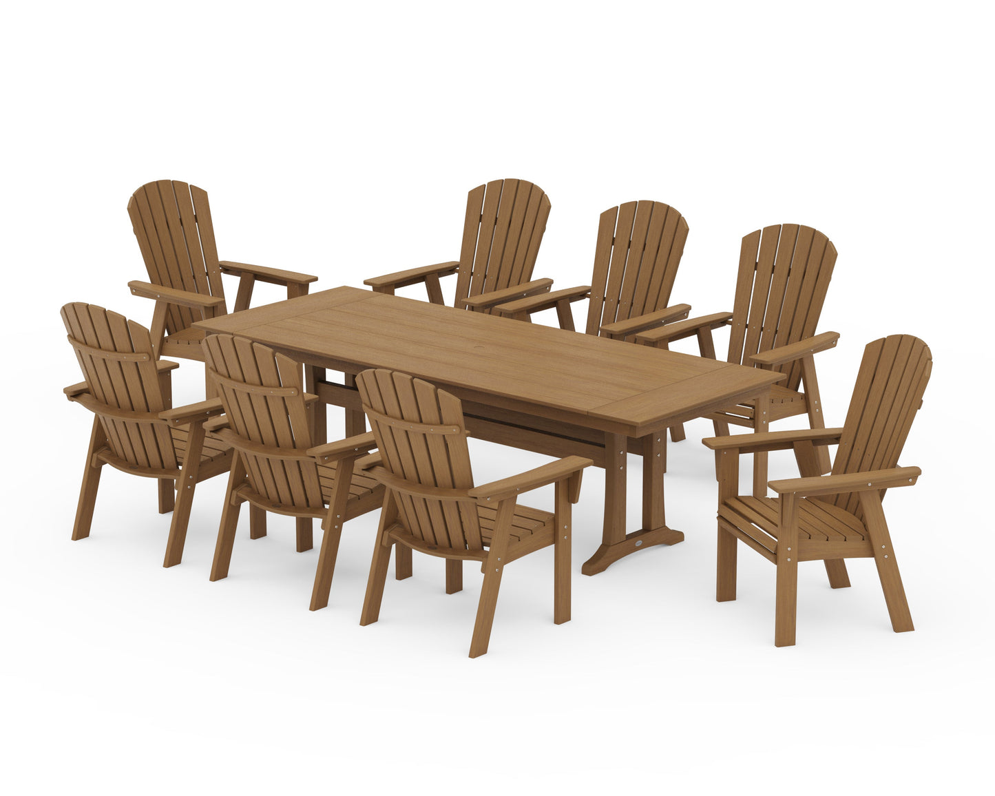Nautical 9-Piece Curveback Adirondack Farmhouse Dining Set with Trestle Legs