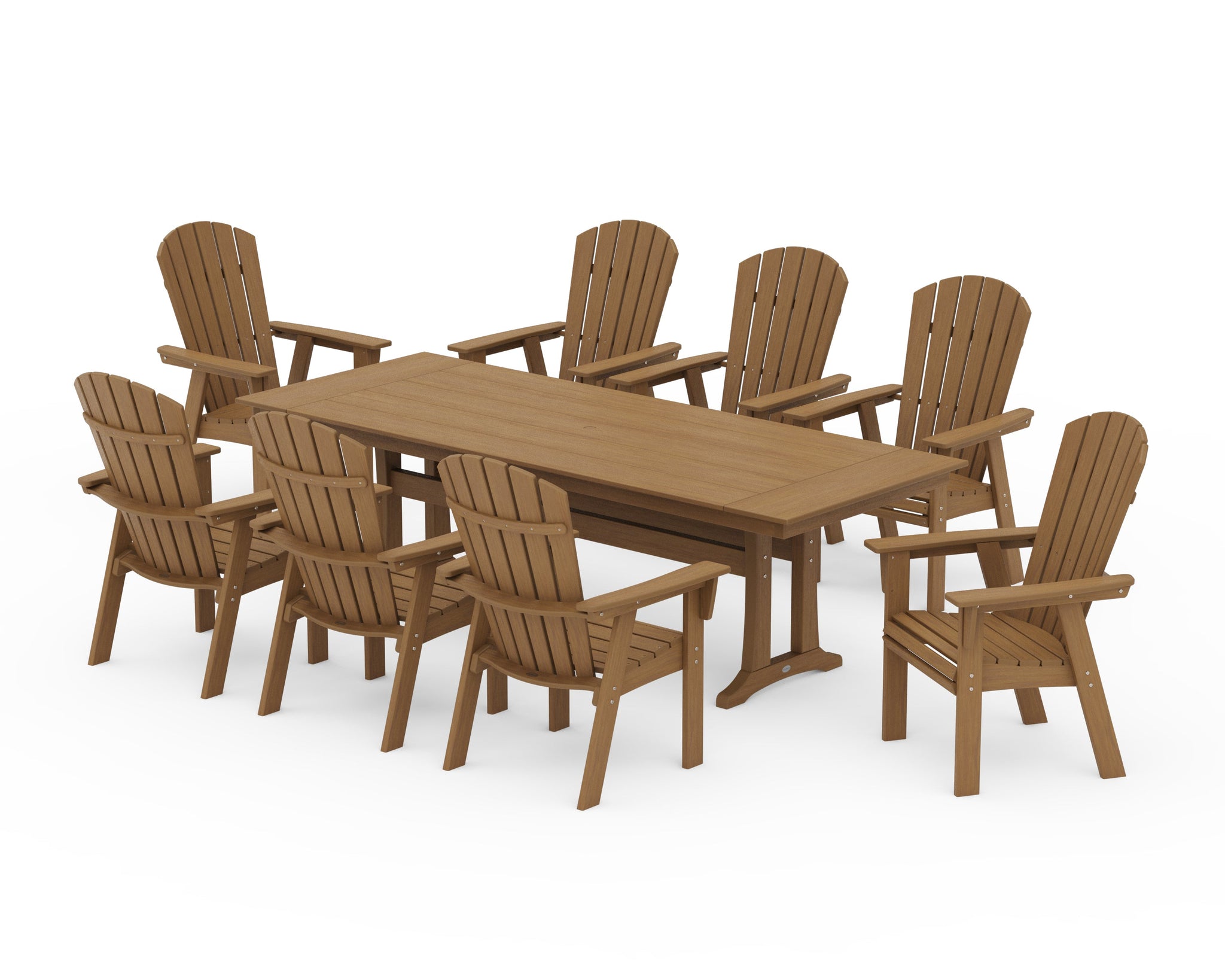 Nautical 9-Piece Curveback Adirondack Farmhouse Dining Set with Trestle Legs