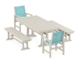 Coastal 5-Piece Farmhouse Dining Set with Trestle Legs and Benches