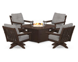 Vineyard 5-Piece Deep Seating Swivel Conversation Set with Fire Pit Table