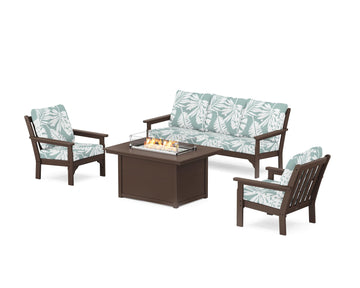 Vineyard Deep Seating Fire Pit Table Set
