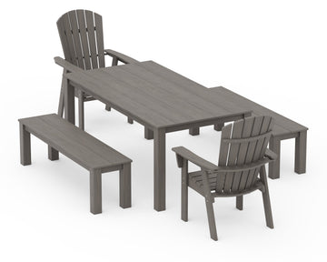 Nautical Curveback Adirondack 5-Piece Parsons Dining Set with Benches