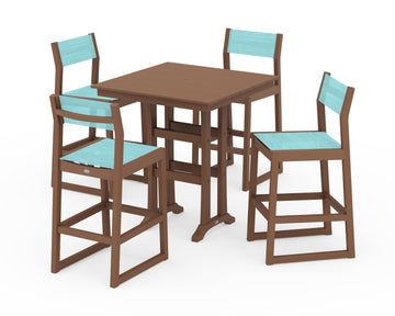 EDGE Sling Arm Chair 5-Piece Farmhouse Bar Set with Trestle Legs