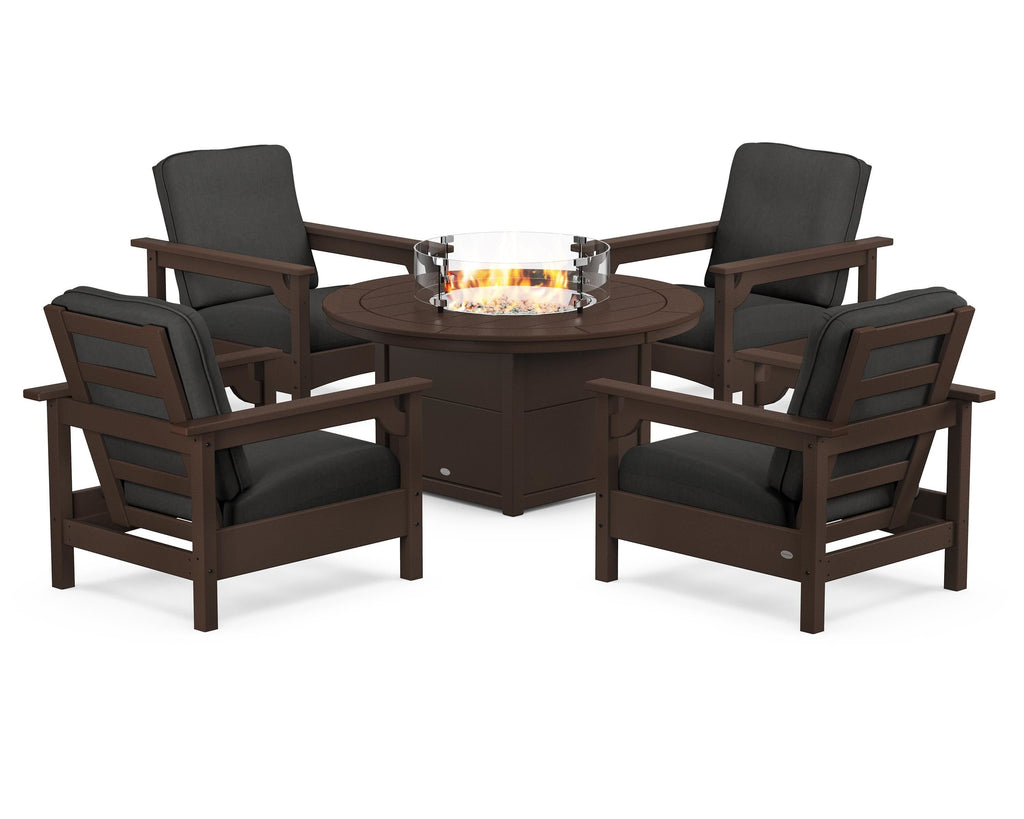 Club 5-Piece Conversation Set with Fire Pit Table