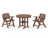 Nautical Folding Lowback Chair 3-Piece Round Dining Set