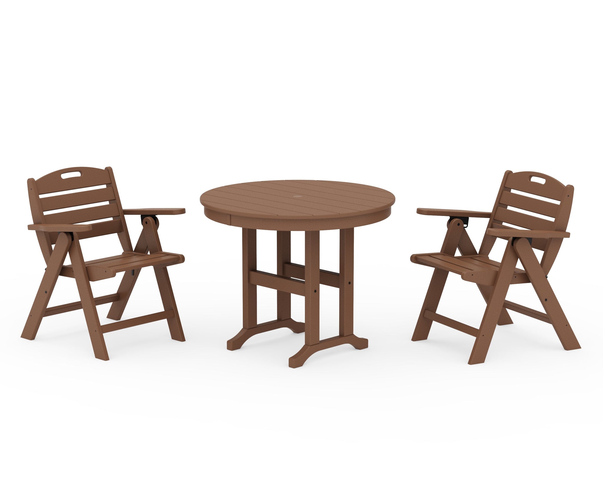Nautical Folding Lowback Chair 3-Piece Round Dining Set