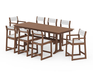 EDGE Sling 9-Piece Farmhouse Counter Set with Trestle Legs