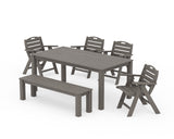 Nautical Folding Lowback Chair 6-Piece Parsons Dining Set with Bench