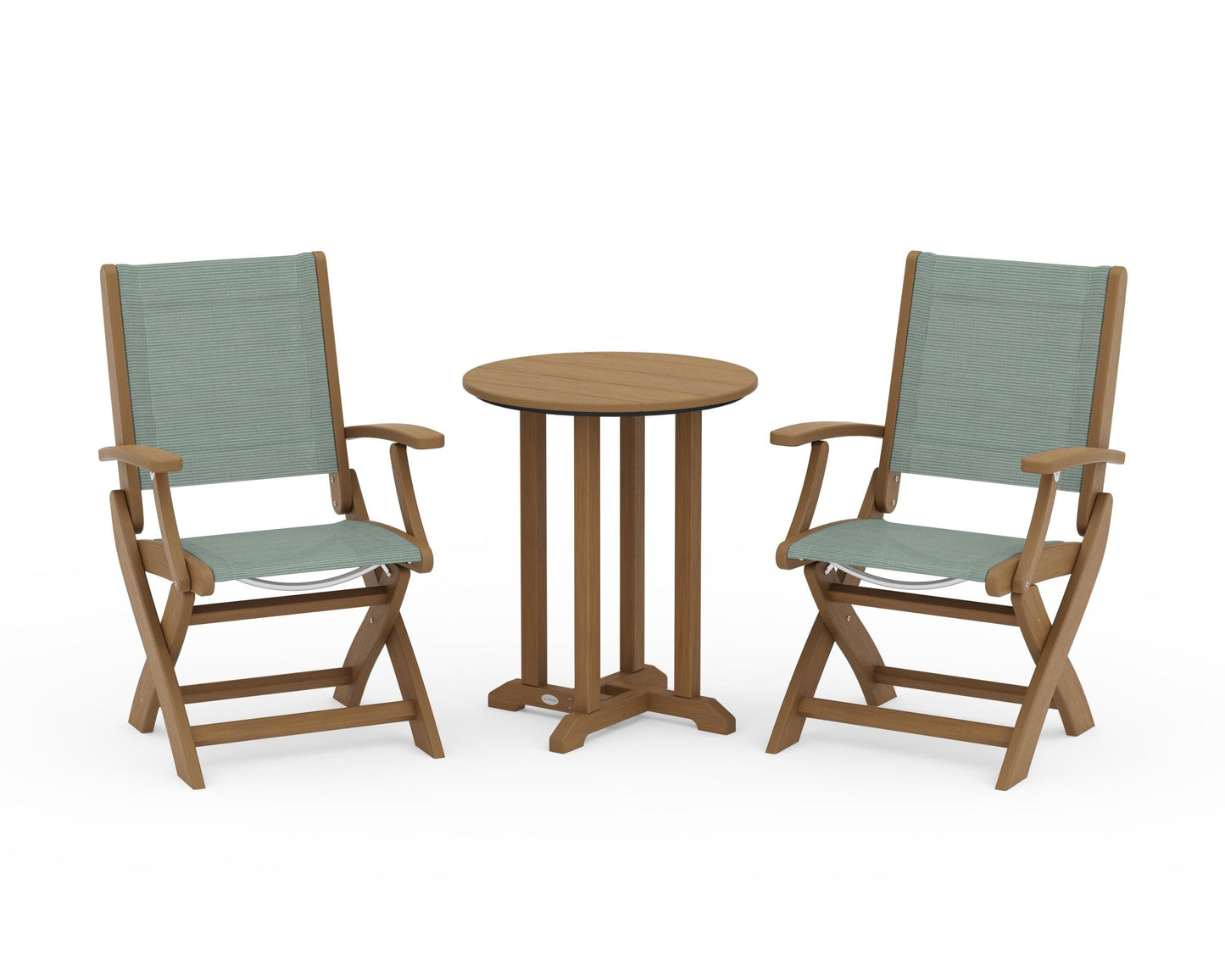 Coastal Folding 3-Piece Round Bistro Dining Set