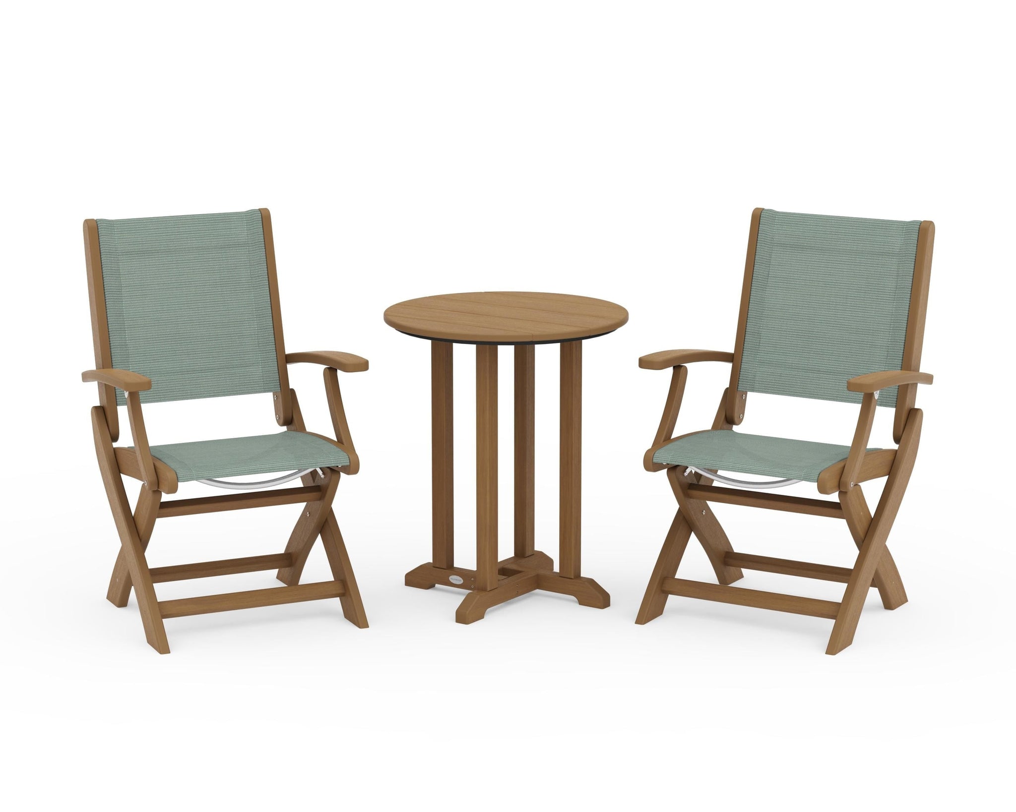 Coastal Folding 3-Piece Round Bistro Dining Set