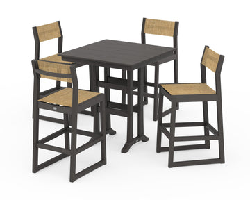 EDGE Sling Arm Chair 5-Piece Farmhouse Bar Set with Trestle Legs