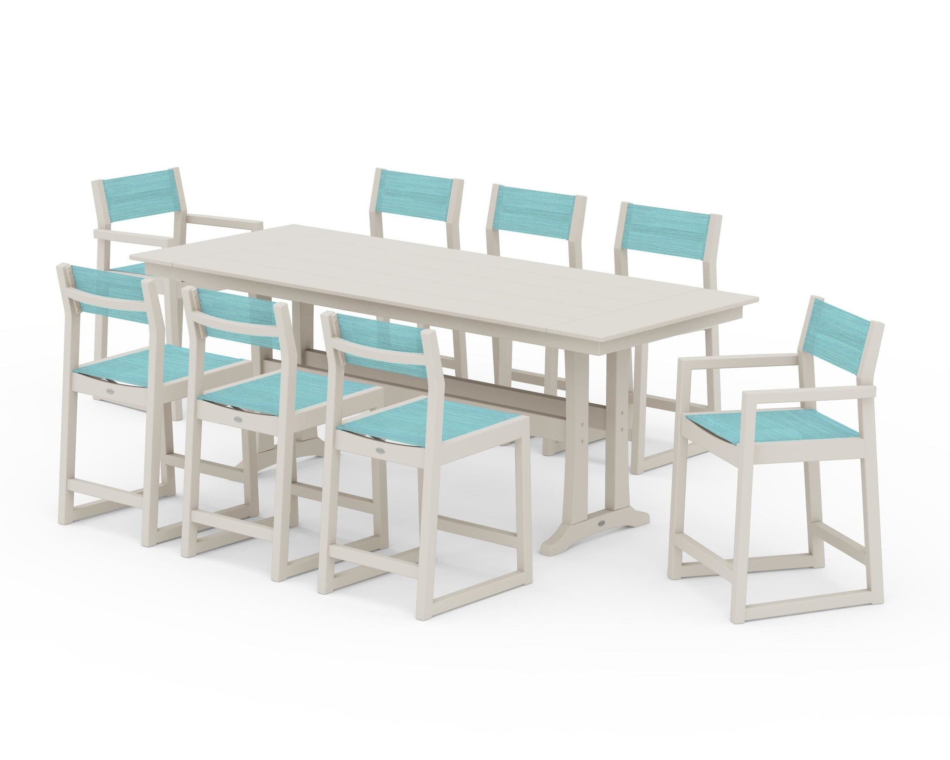 EDGE Sling 9-Piece Farmhouse Counter Set with Trestle Legs