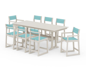 EDGE Sling 9-Piece Farmhouse Counter Set with Trestle Legs