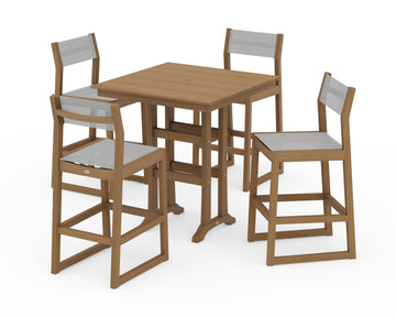 EDGE Sling Arm Chair 5-Piece Farmhouse Bar Set with Trestle Legs