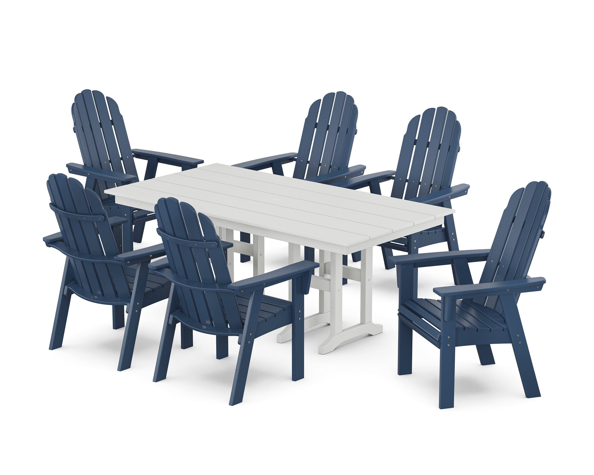 Vineyard Curveback Adirondack Chair 7-Piece Farmhouse Dining Set