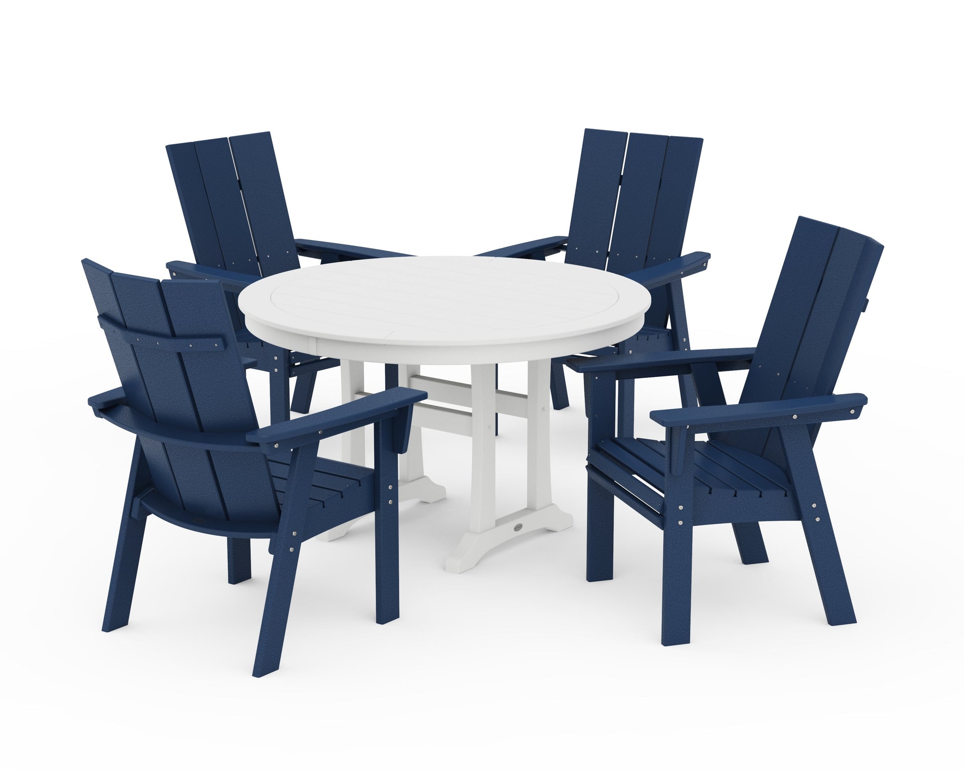 Modern Curveback Adirondack 5-Piece Nautical Trestle Dining Set