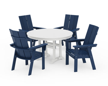 Modern Curveback Adirondack 5-Piece Nautical Trestle Dining Set