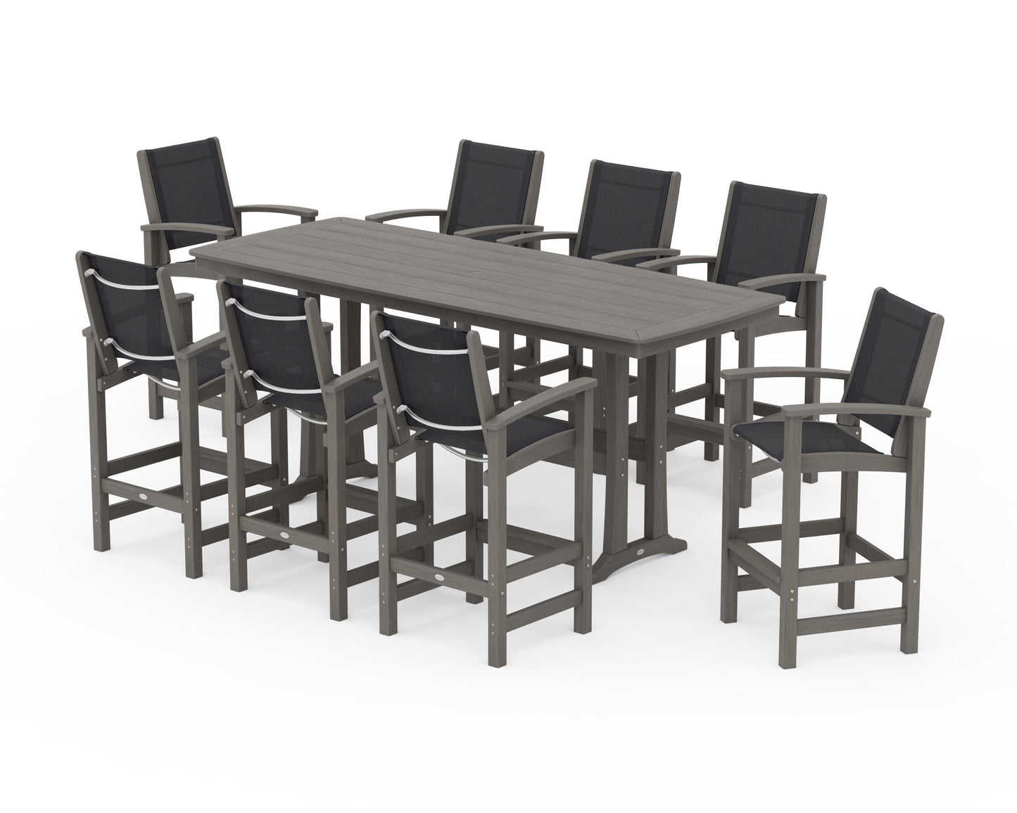Coastal 9-Piece Bar Set with Trestle Legs