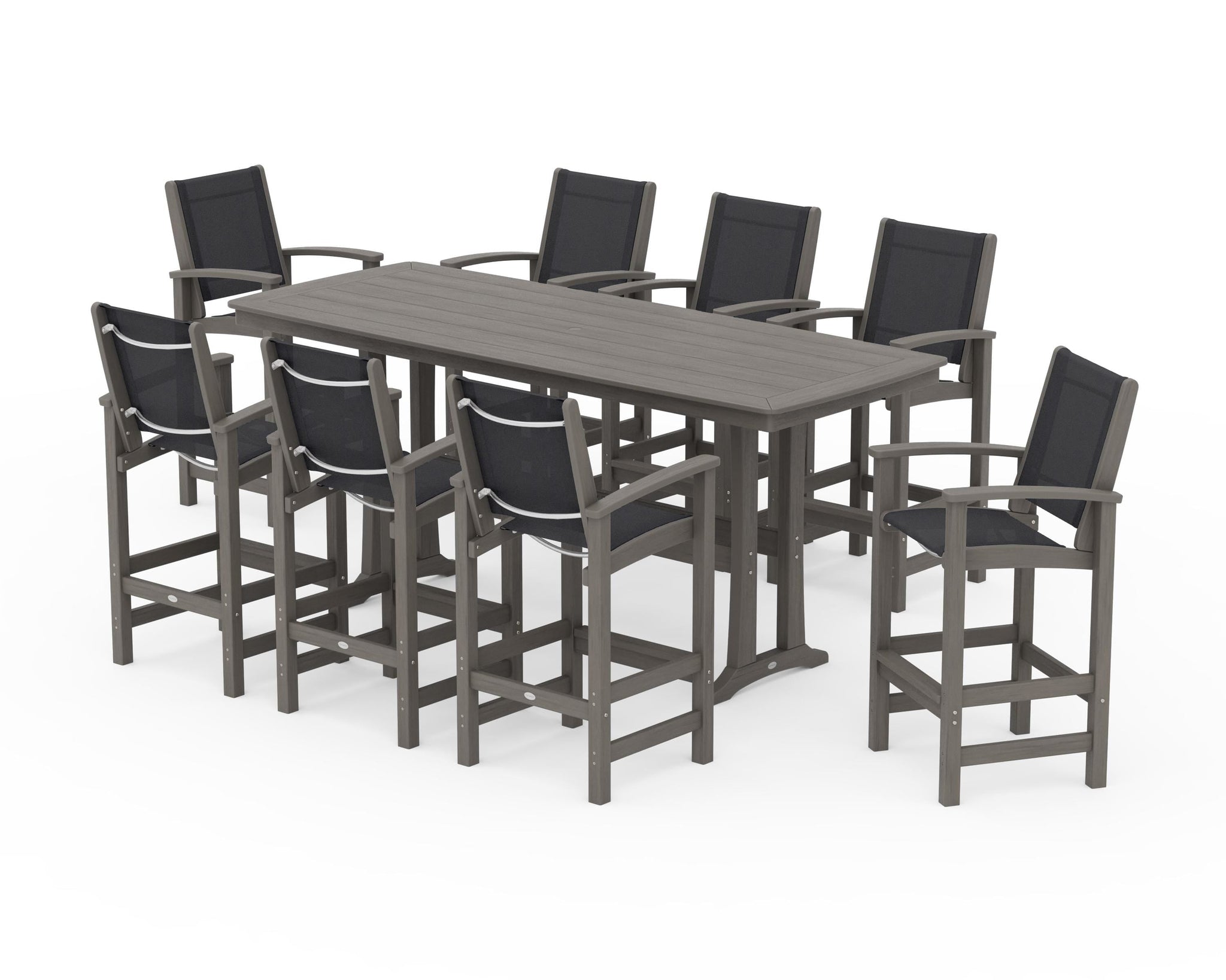 Coastal 9-Piece Bar Set with Trestle Legs