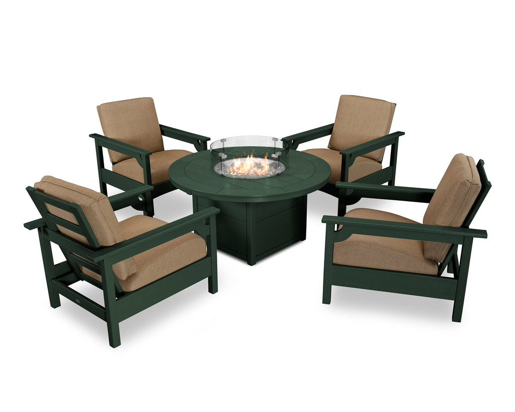 Club 5-Piece Conversation Set with Fire Pit Table
