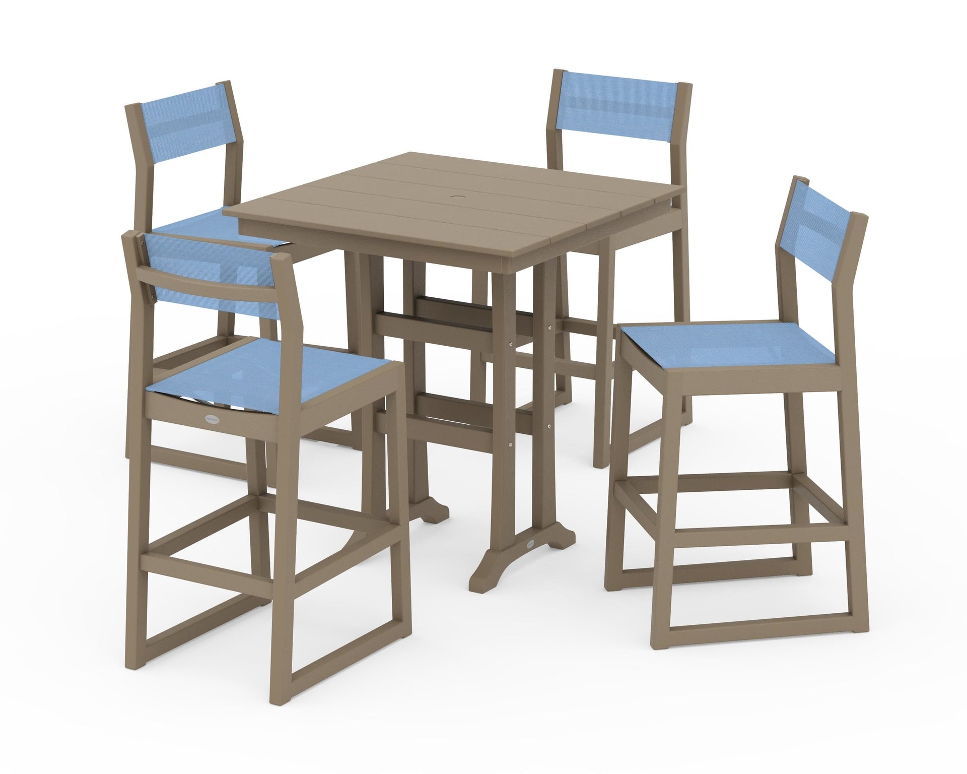 EDGE Sling Arm Chair 5-Piece Farmhouse Bar Set with Trestle Legs