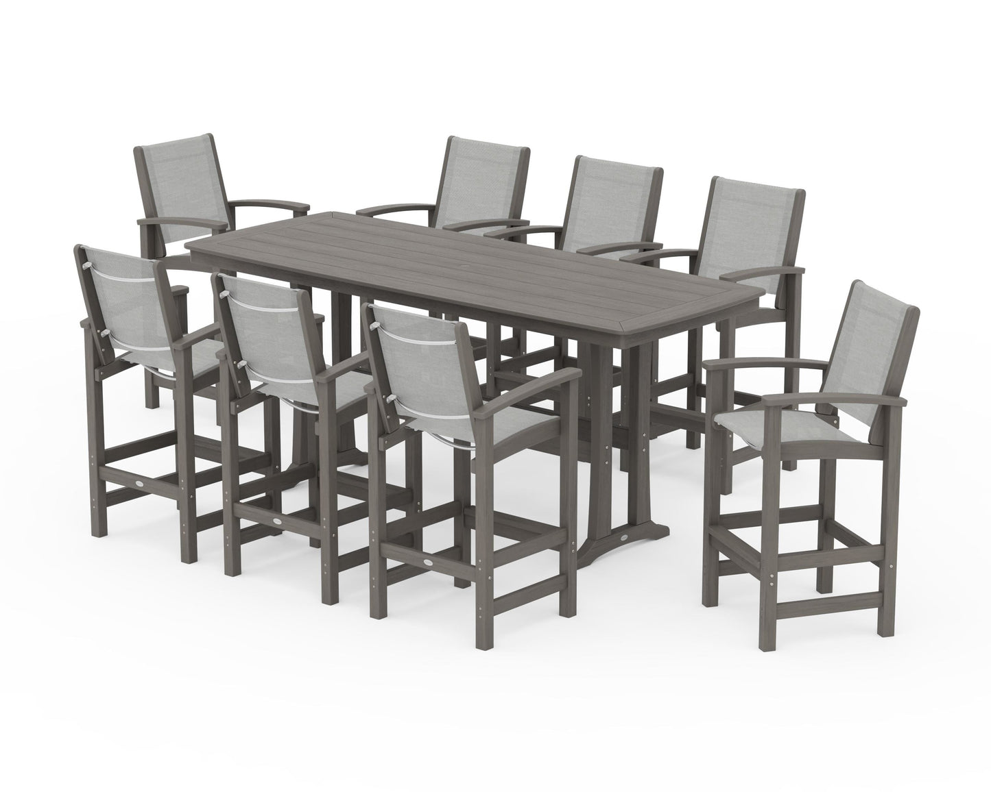 Coastal 9-Piece Bar Set with Trestle Legs