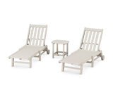 Vineyard 3-Piece Chaise with Wheels Set