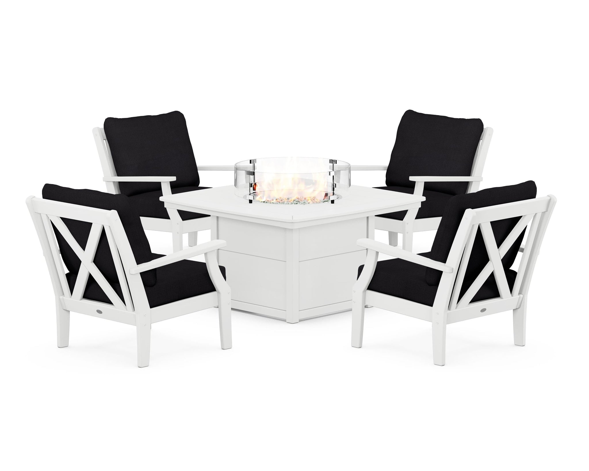 Braxton 5-Piece Deep Seating Conversation Set with Fire Pit Table