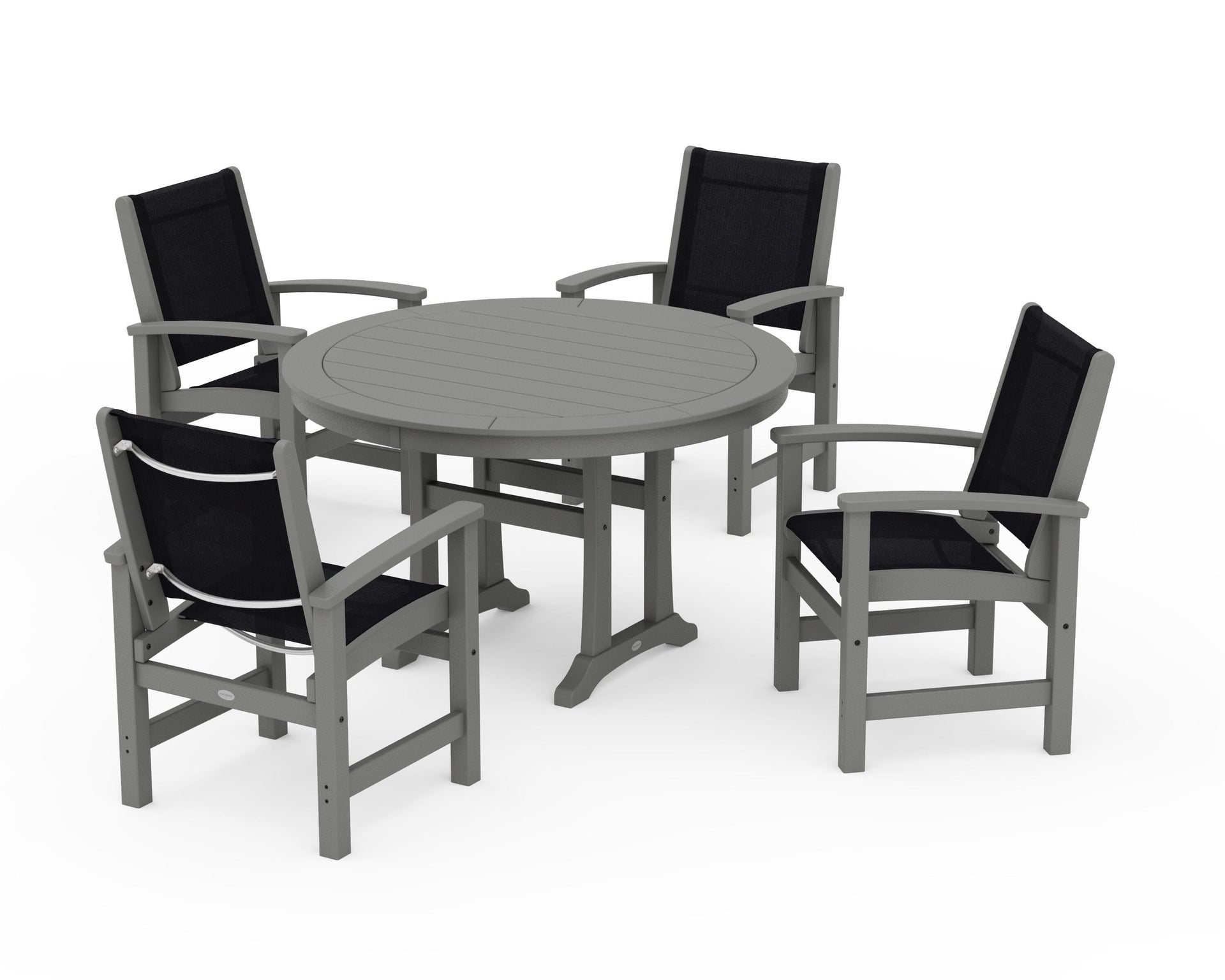 Coastal 5-Piece Round Dining Set with Trestle Legs