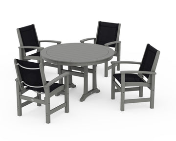 Coastal 5-Piece Round Dining Set with Trestle Legs