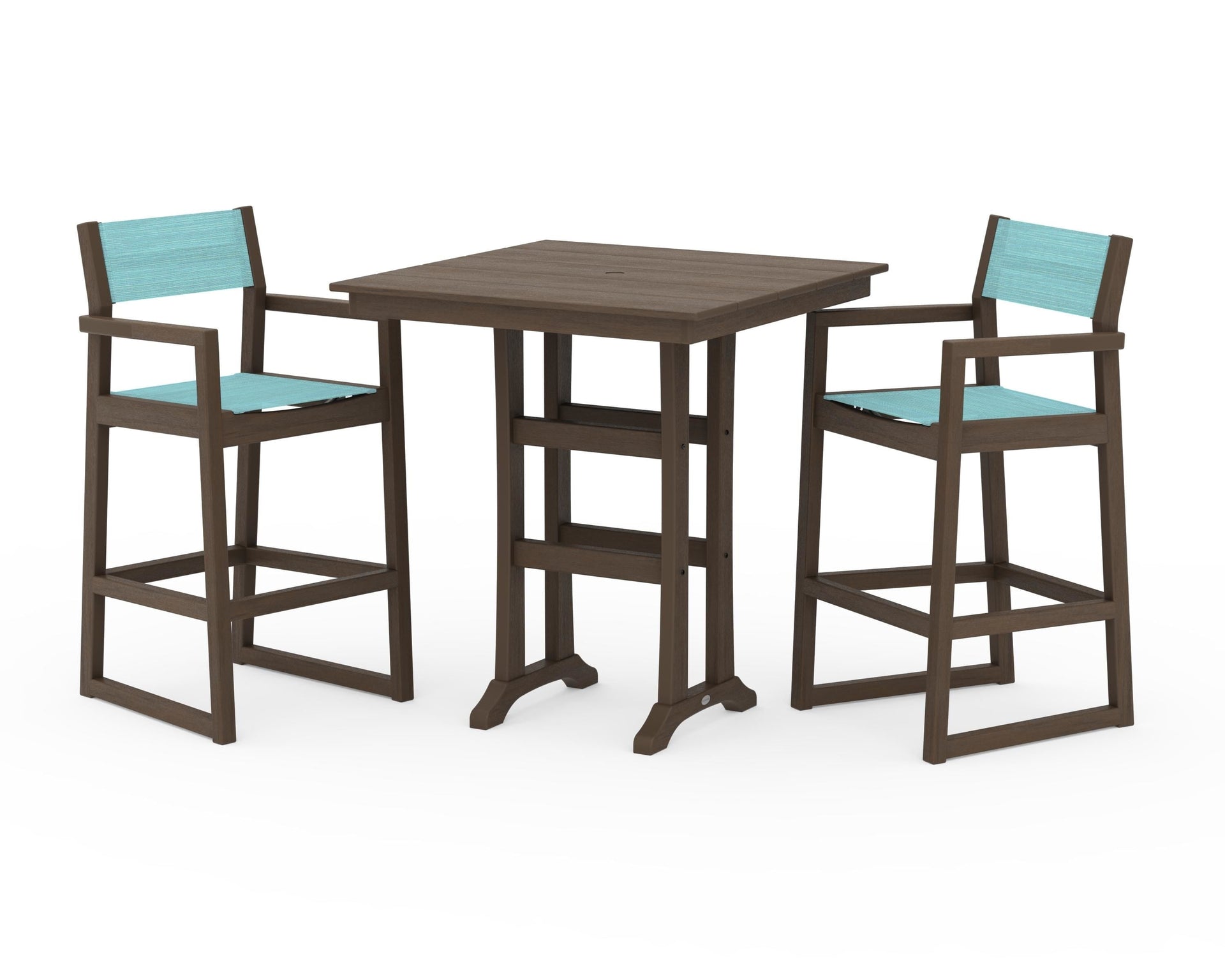 EDGE Sling Arm Chair 3-Piece Farmhouse Bar Set with Trestle Legs