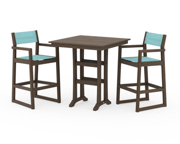 EDGE Sling Arm Chair 3-Piece Farmhouse Bar Set with Trestle Legs