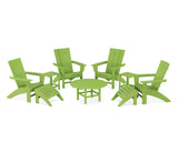 Modern Curveback Adirondack Chair 9-Piece Conversation Set