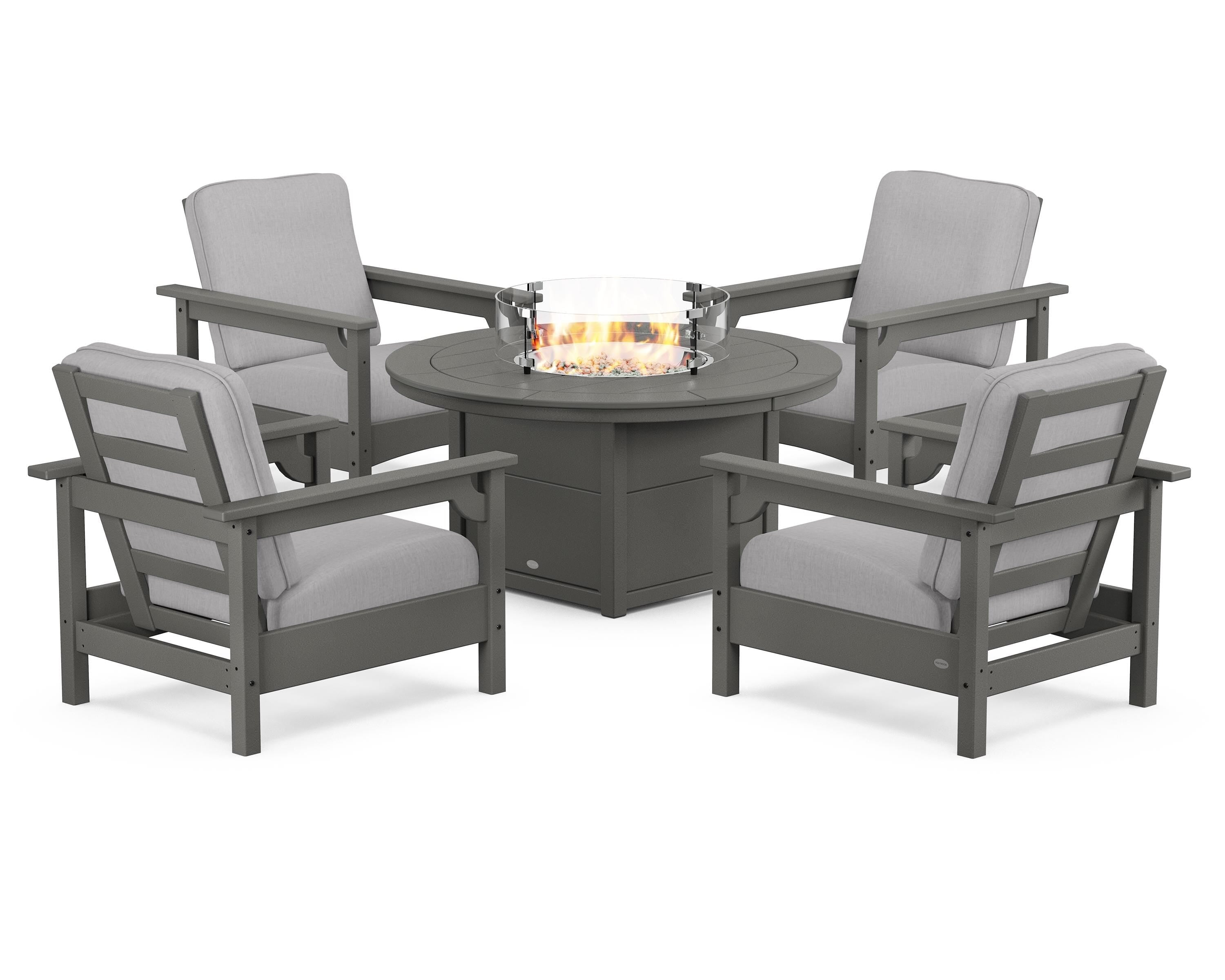 Club 5-Piece Conversation Set with Fire Pit Table