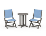 Coastal Folding Side Chair 3-Piece Round Bistro Dining Set