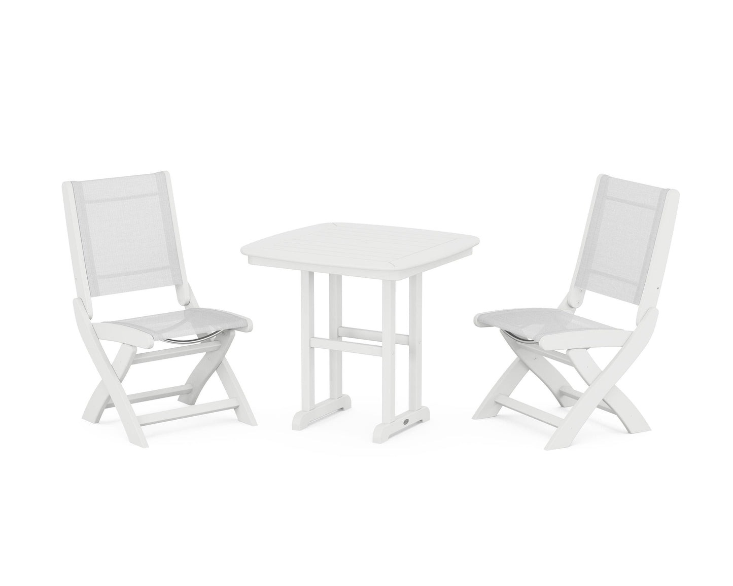 Coastal Folding Side Chair 3-Piece Dining Set