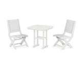 Coastal Folding Side Chair 3-Piece Dining Set
